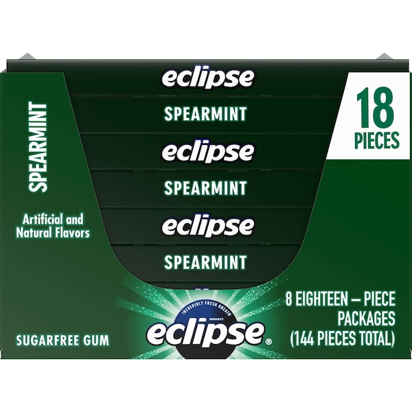 Eclipse Single Serve Spearmint Gum 18 Pieces, PK144